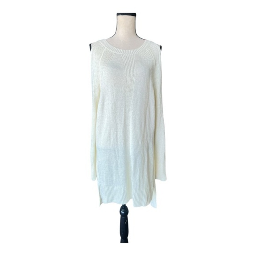 Lush Cream Long Sleeve Cold Shoulder Knit Sweater Dress Size M
